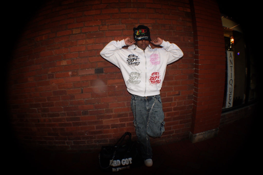 White “Moody” Zip Up